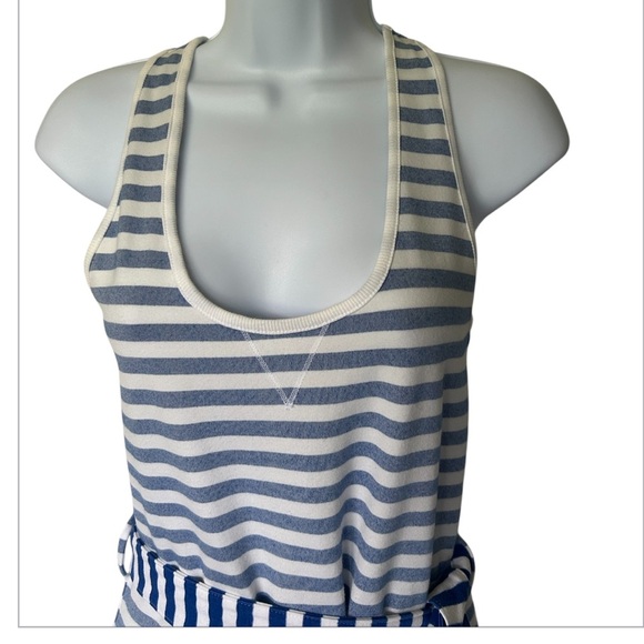 Converse Belted Tank Dress Blue and White Stripes Nautical Excellent Size XS - Picture 3 of 9